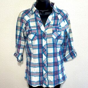 Love Potton Blue Purple Plaid Shirt